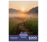 Misty Rural Sunrise with Bird 1000 Piece Jigsaw Puzzles Impossible Hard Challenge Modern Paisaje for Family Activity Game for The Whole Gifts for Adults 70x50cm/1000pcs