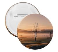 Misty Sunrise Badge Metal Round Pins, Lightweight Brooch for Backpack, Fashion Button Pins Badge for Shirts, Jackets, Shawl Coat, Unisex, 5PCS, Tinplate, metal round pins