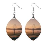 Misty Sunrise Wooden Earrings for Women, Vintage Elegant Wood Jewelry, Lightweight Earrings for Wedding, Party, Everyday Jewelry Gift, Circular, Wood, wood