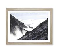 Misty Tatra Mountains In Slovakia Painting Modern Art Framed Print | A4 Oak Framed Wall Art | Ready to Hang | Modern Landscape Picture | Living Room Bedroom Lounge Office