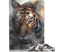 Misty Tiger Portrait Jigsaw Puzzles Puzzles for Adults Kids. 1000 Pieces Impossible Challenge Toy Educational Games Home Decoration for Adults& Kids Age 14 Years Up 1000pcs (75x50cm)