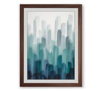 Misty Urban Forms Modern Framed Wall Art Print A2 (59.4×42cm) Walnut, Wall Decor for Living Room, Bedroom, Office & Home, Ready to Hang, Art Gift