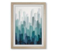 Misty Urban Forms Modern Framed Wall Art Print A4 (29.7×21cm) Oak, Wall Decor for Living Room, Bedroom, Office & Home, Ready to Hang, Art Gift