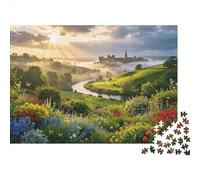 Misty Valley 1000 Piece Jigsaw Puzzles Recycled British Countryside Puzzle for Elderly Puzzle Game Props for Family And Friends Birthdays Great Gift 70x50cm/1000pcs