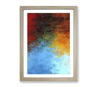 Misty Waters Abstract Framed Print for Living Room Bedroom Home Office Décor, Wall Art Picture Ready to Hang, Oak A2 Frame (64 x 46 cm)