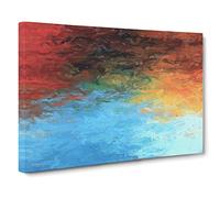 Misty Waters Blue Orange Canvas Print | Gallery Wrapped 30mm Frame Wall Art | 24x16 inches | Ready to Hang | Modern Still Life Picture | Living Room Bedroom Lounge Office