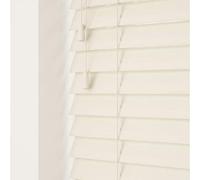 Misty White 50mm Faux Wood Venetian Blinds Fine Grained With Strings 120cm Drop 130cm Wide