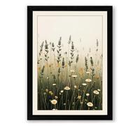 Misty Wildflower Field Botanical Framed Wall Art Print A2 (59.4×42cm) Black, Wall Decor for Living Room, Bedroom, Office & Home, Ready to Hang, Art Gift