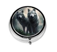 Misty Wolf Pack Cute Pill Organizer - AM PM Pill Box, Small & Large Travel Pill Case, Unique Custom Design, Iron Plating, Perfect for Purse and On-The-Go