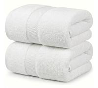 MistyMorning Bath Towels Pack of 2, Extra Large (70x140cm), Luxury 100% Cotton 500GSM Super Soft & Highly Absorbent Quick Dry Luxury Bathroom Towels (2, Bath Towel) (White)
