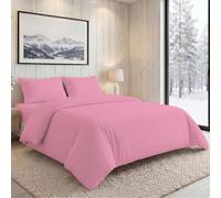 MistyMorning Double Duvet Cover Set with Pillowcases, Soft & Premium Brushed Microfibre Bedding OEKO-TEX Certified, Hypoallergenic and Fade Resistant Secure Zipper Closure (Pink, Double)
