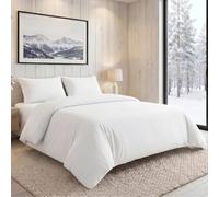 MistyMorning Double Duvet Cover Set with Pillowcases, Soft & Premium Brushed Microfibre Bedding OEKO-TEX Certified, Hypoallergenic and Fade Resistant Secure Zipper Closure (White, Double)