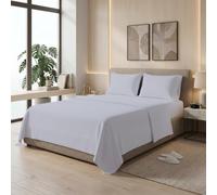 MistyMorning Double Flat Sheets 200 Thread Count, Premium Polycotton Hotel Quality Bedding & Linen Breathable Flat Sheets, Anti-Shrink & Fade Resistant Luxury Bed Sheets. (Silver Grey, Double)