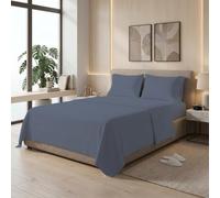 MistyMorning Double Flat Sheets 200 Thread Count, Premium Polycotton Hotel Quality Bedding & Linen Breathable Flat Sheets, Anti-Shrink & Fade Resistant Luxury Bed Sheets. (Grey, Double)