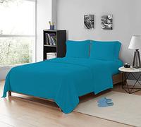 MistyMorning Double Flat Sheets 200 Thread Count, Premium Polycotton Hotel Quality Bedding & Linen Breathable Flat Sheets, Anti-Shrink & Fade Resistant Luxury Bed Sheets. (Teal, Double)