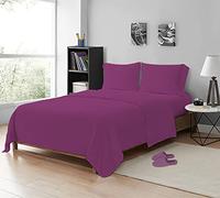 MistyMorning Double Flat Sheets 200 Thread Count, Premium Polycotton Hotel Quality Bedding & Linen Breathable Flat Sheets, Anti-Shrink & Fade Resistant Luxury Bed Sheets. (Purple, Double)