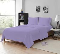 MistyMorning Double Flat Sheets 200 Thread Count, Premium Polycotton Hotel Quality Bedding & Linen Breathable Flat Sheets, Anti-Shrink & Fade Resistant Luxury Bed Sheets. (Lilac, Double)
