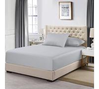 MistyMorning Extra Deep Fitted Sheet 16''/40cm, Egyptian Cotton bed sheets with 200 Thread Count, Soft & Premium quality Bedding & Linen (Silver Grey, Double)