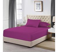 MistyMorning Extra Deep Fitted Sheet 16''/40cm, Egyptian Cotton bed sheets with 200 Thread Count, Soft & Premium quality Bedding & Linen (Purple, Double)