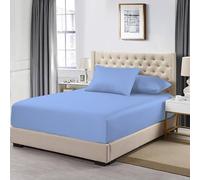 MistyMorning Extra Deep Fitted Sheet 16''/40cm, Egyptian Cotton bed sheets with 200 Thread Count, Soft & Premium quality Bedding & Linen (Sky Blue, Small Double/4ft)