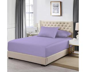 MistyMorning Extra Deep Fitted Sheet 16''/40cm, Egyptian Cotton bed sheets with 200 Thread Count, Soft & Premium quality Bedding & Linen (Lilac, King)