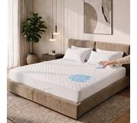 MistyMorning Extra Deep Small Double Waterproof Mattress Protector Quilted Noiseless, Soft Brushed Microfibre, Oeko-Tex Certified