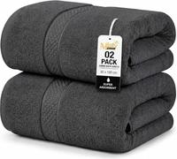 MistyMorning Extra Large Bath Sheets Pack of 2 Jumbo Size (90x180cm),100% Cotton 500GSM Super Soft & Highly Absorbent Quick Dry Luxury Bathroom Towels (2, Charcoal)
