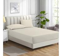 MistyMorning Fitted Sheet, Soft & Premium quality Bedding & Linen, 11''/28cm deep sheet, Egyptian Cotton with 200 Thread Count. (Cream, Small Double/4ft)