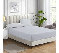 MistyMorning Fitted Sheet, Soft & Premium quality Bedding & Linen, 11''/28cm deep sheet, Egyptian Cotton with 200 Thread Count. (Silver Grey, Super King)
