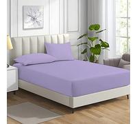 MistyMorning Fitted Sheet, Soft & Premium quality Bedding & Linen, 11''/28cm deep sheet, Egyptian Cotton with 200 Thread Count. (Lilac, Super King)
