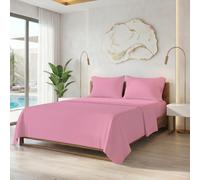 MistyMorning Flat Sheet Double, Soft & Premium Brushed Microfibre Bed Sheet OEKO-TEX Certified, Easy-Care Breathable, Hypoallergenic, Wrinkle and Fade Resistant, Bedding (Pink, Double)