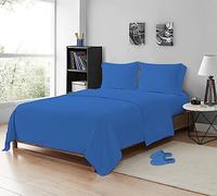 MistyMorning Flat Sheet, Soft & Premium quality Bedding & Linen, Egyptian Cotton with 200 Thread Count. (Blue, Super King)