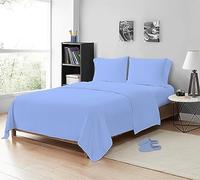 MistyMorning Flat Sheets King Size 200 Thread Count, Premium Polycotton Hotel Quality Bedding & Linen Breathable Flat Sheets, Anti-Shrink & Fade Resistant Luxury Bed Sheets. (Sky Blue, King)