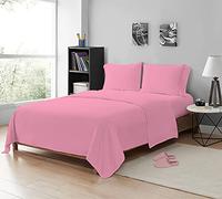 MistyMorning Flat Sheets King Size 200 Thread Count, Premium Polycotton Hotel Quality Bedding & Linen Breathable Flat Sheets, Anti-Shrink & Fade Resistant Luxury Bed Sheets. (Pink, King)