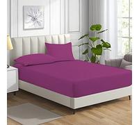 MistyMorning King Size Fitted Sheets 11''/28cm Deep Pocket Bed Sheets 152x198cm, Egyptian Cotton 200 Thread Count, Soft Breathable Kind Size Bedding & Linen Easy Care. (Purple, King)