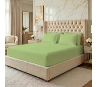 MistyMorning King Size Fitted Sheets Extra Deep 16"/40cm, Pocket All Around Elastic Bed Sheet, Soft Brushed Microfibre Bedding OEKO-TEX Certified, Anti Shrink & Fade Resistant (Sage, King)