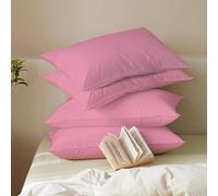 MistyMorning Pillow Cases 4 Pack Soft & Premium Quality Bedding & Linen, Egyptian Cotton 200 Thread Count, Breathable & Envelope Closure in Standard Size (50x75+15 cm) (Pink, Pack of 4)