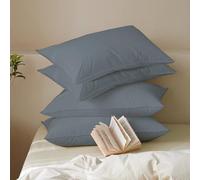 MistyMorning Pillow Cases 4 Pack Soft & Premium Quality Bedding & Linen, Egyptian Cotton 200 Thread Count, Breathable & Envelope Closure in Standard Size (50x75+15 cm) (Grey, Pack of 4)