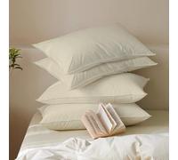 MistyMorning Pillow Cases 4 Pack Soft & Premium Quality Bedding & Linen, Egyptian Cotton 200 Thread Count, Breathable & Envelope Closure in Standard Size (50x75+15 cm) (Cream, Pack of 4)