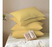 MistyMorning Pillow Cases 4 Pack Soft & Premium Quality Bedding & Linen, Egyptian Cotton 200 Thread Count, Breathable & Envelope Closure in Standard Size (50x75+15 cm) (Ochre/Yellow, Pack of 4)