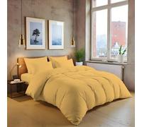 MistyMorning Plain Duvet Cover sets, Soft & Premium quality Bedding & Linen, Egyptian Cotton with 200 Thread Count. (Ochre/Yellow, Super King)