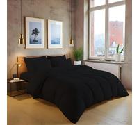 MistyMorning Plain Duvet Cover sets, Soft & Premium quality Bedding & Linen, Egyptian Cotton with 200 Thread Count. (Black, Single)