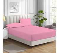 MistyMorning Small Double Fitted Sheet 11''/28cm Deep Pocket Bed Sheets 120x190cm, Egyptian Cotton 200 Thread Count, Soft Breathable Bedding & Linen Easy Care (Pink, Small Double/4ft)