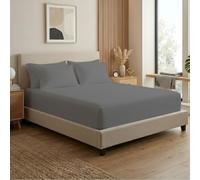 MistyMorning Small Double Fitted Sheet 12"/30cm Deep, All Around Elastic Bed Sheet, Soft & Premium Brushed Microfibre Bedding OEKO-TEX Certified, Anti Shrink & Fade Resistant (Grey, Small Double)