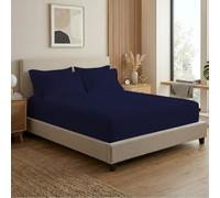 MistyMorning Small Double Fitted Sheet 12"/30cm Deep, All Around Elastic Bed Sheet, Soft & Premium Brushed Microfibre Bedding OEKO-TEX Certified, Anti Shrink & Fade Resistant (Navy, Small Double)