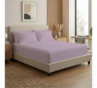 MistyMorning Small Double Fitted Sheet 12"/30cm Deep, All Around Elastic Bed Sheet, Soft & Premium Brushed Microfibre Bedding OEKO-TEX Certified, Anti Shrink & Fade Resistant (Lavender, Small Double)