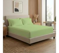 MistyMorning Small Double Fitted Sheet 12"/30cm Deep, All Around Elastic Bed Sheet, Soft & Premium Brushed Microfibre Bedding OEKO-TEX Certified, Anti Shrink & Fade Resistant (Sage, Small Double)