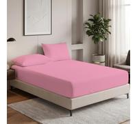 MistyMorning Small Double Fitted Sheet 12''/30cm Deep Pocket Bed Sheets 120x190cm, Egyptian Cotton 200 Thread Count, Soft Breathable Bedding & Linen Easy Care (Pink, Small Double/4ft)