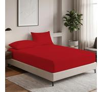 MistyMorning Small Double Fitted Sheet 12''/30cm Deep Pocket Bed Sheets 120x190cm, Egyptian Cotton 200 Thread Count, Soft Breathable Bedding & Linen Easy Care. (Red, Small Double/4ft)
