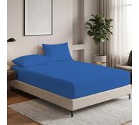 MistyMorning Small Double Fitted Sheet 12''/30cm Deep Pocket Bed Sheets 120x190cm, Egyptian Cotton 200 Thread Count, Soft Breathable Bedding & Linen Easy Care. (Blue, Small Double/4ft)